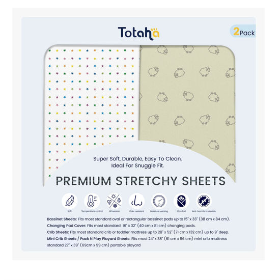 Picture of TotAha Changing Pad Cover, Buttery Soft Diaper Changing Pad Covers for Girls Boys, Super Stretchy Jersey Knit Changing Table Covers, 5'' Deep Pocket, 2 Pack