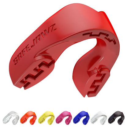 Picture of SAFEJAWZ Mouthguard Slim Fit, Adults and Junior Mouth Guard with Case for Boxing, Basketball, Lacrosse, Football, MMA, Martial Arts, Hockey and All Contact Sports (Red)