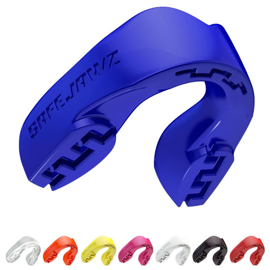 Picture of SAFEJAWZ Mouthguard Slim Fit, Adults and Junior Mouth Guard with Case for Boxing, Basketball, Lacrosse, Football, MMA, Martial Arts, Hockey and All Contact Sports (Blue)