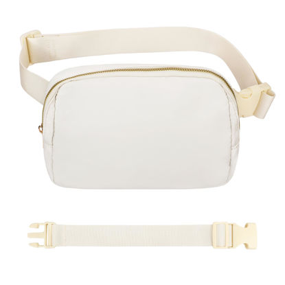 Picture of VOROLO Fanny Pack Crossbody Bag For Women And Men Belt Bag Gift For Women Bum Bag with Adjustable Strap for Sports Off white with rope