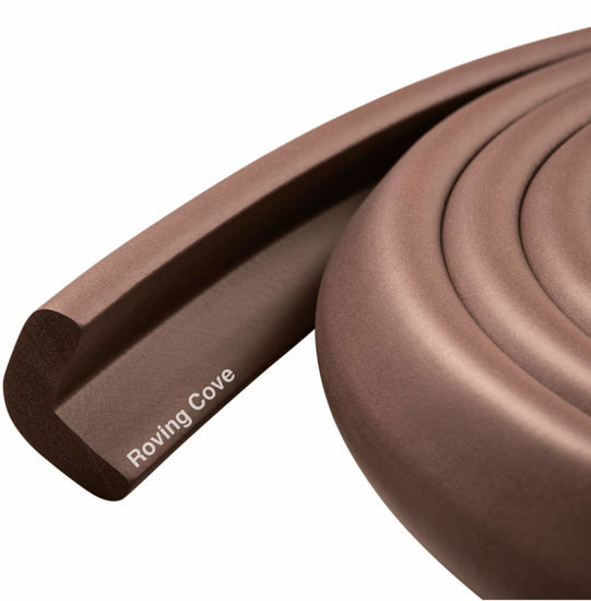 Picture of Roving Cove Edge Protector for Baby (6ft Large Edge Only), Hefty-Fit Heavy-Duty Soft Foam Furniture Edge Bumper Guards, Desk Edge Cushion, Wall Corner Covers, 3M Adhesive, Coffee Brown