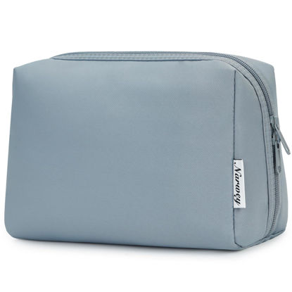 Picture of Large Makeup Bag Zipper Pouch Travel Cosmetic Organizer for Women (Large, Greyish Blue)