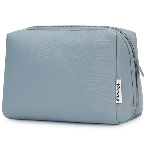 Picture of Large Makeup Bag Zipper Pouch Travel Cosmetic Organizer for Women (Large, Greyish Blue)