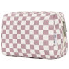 Picture of Large Makeup Bag Zipper Pouch Travel Cosmetic Organizer for Women (Large, Dusty Rose Checkerboard)