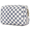 Picture of Large Makeup Bag Zipper Pouch Travel Cosmetic Organizer for Women (Large, Grayish Blue Checkerboard)