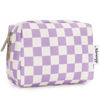 Picture of Narwey Small Makeup Bag for Purse Travel Makeup Pouch Mini Cosmetic Bag for Women (Purple Checkerboard, Small)