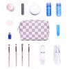 Picture of Narwey Small Makeup Bag for Purse Travel Makeup Pouch Mini Cosmetic Bag for Women (Purple Checkerboard, Small)