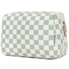 Picture of Large Makeup Bag Zipper Pouch Travel Cosmetic Organizer for Women (Large, Mint Green Checkerboard)