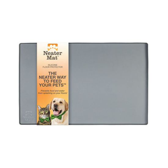 Picture of Neater Pet Brands Neater Mat - Waterproof Silicone Pet Bowls Mat - Protect Floors from Food & Water (Gunmetal, 16" x 10" Silicone)