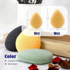 Picture of myHomeBody Natural Konjac Facial Sponges - Teardrop Shape - for Gentle Face Cleansing and Exfoliation - with Turmeric and Aloe Vera, 4pc Set