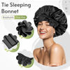 Picture of BONNET QUEEN Silk Bonnet for Sleeping Women Satin Bonnet Hair Bonnet night sleep cap scarf wrap for curly hair With Tie Band Black