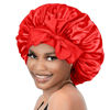 Picture of BONNET QUEEN Silk Bonnet for Sleeping Women Satin Bonnet Hair Bonnet night sleep cap scarf wrap for curly hair with tie band red