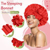 Picture of BONNET QUEEN Silk Bonnet for Sleeping Women Satin Bonnet Hair Bonnet night sleep cap scarf wrap for curly hair with tie band red