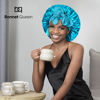 Picture of BONNET QUEEN Silk Bonnet for Sleeping Women Satin Bonnet Hair Bonnet Night Sleep Cap Scarf wrap for Curly Hair with tie Band Aqua