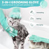 Picture of Pecute Heat Resistant Pet Grooming Gloves, Green, with High-Density Teeth, Silicone Bathing and Massaging Gloves for Dogs and Cats