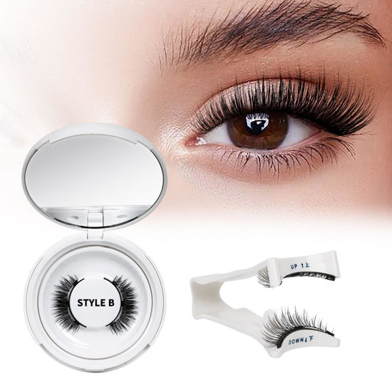 Picture of QUEWEL Magnetic Eyelashes Natural Look, 1 Pair Reusable Magnetic Eyelashes with Applicator, No Glue Needed Magnetic Eyelashes Magnetic Lashes Kit, Easy to Wear and Remove(Magnetic Eyelashes-B02)