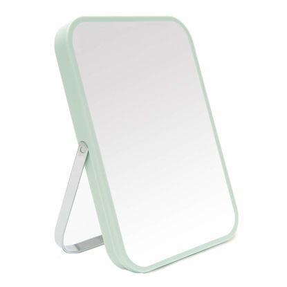 Picture of YEAKE Table Desk Vanity Makeup Mirror,8-Inch Portable Folding Mirror with Metal Stand 90°Adjustable Rotation Tavel Make Up Mirror Hanging Bathroom for Shower Shaving(Green)