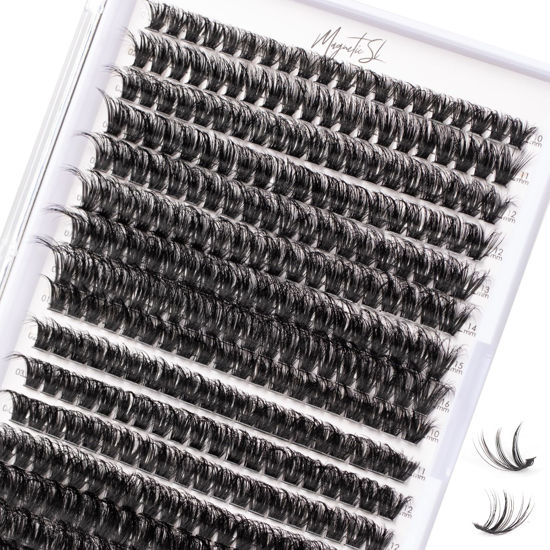 Picture of Lash Clusters 320pcs Individual Lashes 60D&80D DIY Lash Extensions D Curl Lash Clusters False Eyelashes Natural Look 10-16mm Mix Cluster Eyelash Extensions EASY TO USE (60D+80D-0.07D)