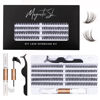 Picture of DIY Lash Extension Kit 200pcs Cluster Lashes Kit 40D Lash Clusters Individual Eyelash Extensions Kit with Lash Bond & Seal For False Eyelash, Applicator For Cluster Kit Mix 10-16mm D Curl(40D-0.07D)