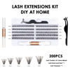 Picture of DIY Lash Extension Kit 200pcs Cluster Lashes Kit 40D Lash Clusters Individual Eyelash Extensions Kit with Lash Bond & Seal For False Eyelash, Applicator For Cluster Kit Mix 10-16mm D Curl(40D-0.07D)