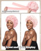 Picture of Satin Bonnet Silk Bonnet for Sleeping Silk Sleep Cap Double Layer Hair Bonnet with Elastic Tie Band for Curly Hair Night Cap (Apricot Powder+Champagne)