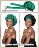 Picture of Satin Bonnet Silk Bonnet for Sleeping Silk Sleep Cap Double Layer Hair Bonnet with Elastic Tie Band for Curly Hair Night Cap (Dark Green+Black)