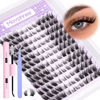 Picture of Fox Eye Lash Extension Kit L Curl Eyelash Extensions Kit Cat Eye Individual Lashes Kit 144 Pcs Fluffy Wispy Lash Clusters with Lash Bond and Seal and Eyelashes Tweezers by Mavphnee