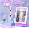 Picture of Fox Eye Lash Extension Kit L Curl Eyelash Extensions Kit Cat Eye Individual Lashes Kit 144 Pcs Fluffy Wispy Lash Clusters with Lash Bond and Seal and Eyelashes Tweezers by Mavphnee