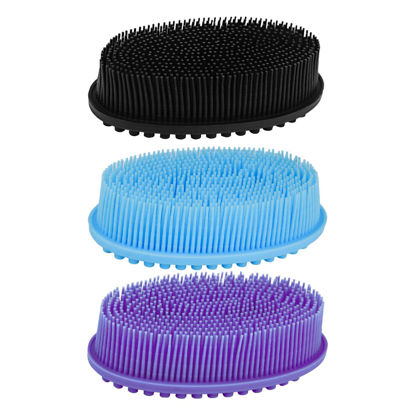 Picture of Silicone Body Scrubber, Silicone Loofah, 3 Pack, Body Wash Scrubber, Body Scrubbers for Use in Shower, Silicone Loofah Body Scrubber, Exfoliating Body Scrubber, Bathroom Accessories, Gifts for Women