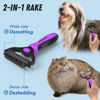 Picture of Docrok Pet Grooming Brush and Metal Comb Combo - Undercoat Rake for Dematting and Deshedding Long Matted Haired Dogs and Cats, Purple