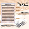 Picture of TOOCHUNAG Natural Lash Clusters Kit Wispy Eyelash Extension Kit with 8ml Clear Lash Glue 9-12mm Cluster Eyelashes Extensions DIY Individual Lashes Extension Kit (120pcs,C Curl)