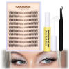 Picture of TOOCHUNAG Clusters Lash Extension Kit Natural Cluster Eyelash Extensions Wispy Individual Lashes Clusters Kit with Clear Lash Glue and Eyelash Clusters Tweezers(180pcs,C Curl)