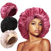 Picture of 3Pcs Bonnet for Sleeping, Extra Satin Silk Bonnet for Sleeping Women with Tie Band for Curly Hair Jumbo Bonnet Braids