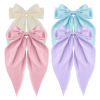 Picture of ATODEN Women's Hair Accessories - 4Pcs Oversized Satin Long Tail Bowknot Hair Clips with Metal Barrettes in Beige, Pink, Blue, Purple