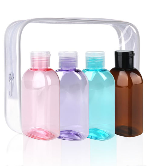 Picture of Cosywell Travel Size Containers Travel Shampoo Bottles 4pcs 3.4oz TSA Approved Travel Containers for Toiletries Leak Proof Refillable Lotion Containers with Flip Cap Small Plastic Squeeze Bottles