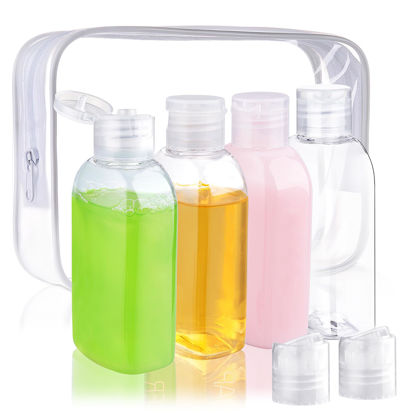 Picture of Cosywell Travel Shampoo Bottles 4pcs 3.4oz TSA Approved Travel Bottles for Toiletries Travel Size Bottles Leak Proof Empty Lotion Containers with Flip Cap Small Plastic Squeeze Bottles