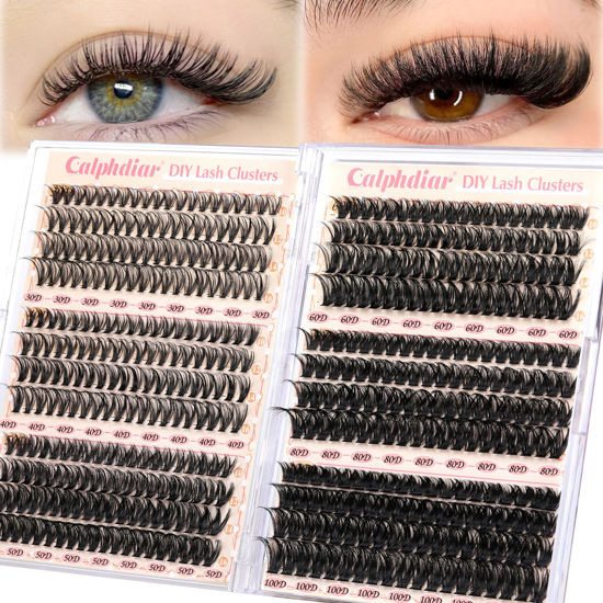 Picture of Calphidar Eyelash Clusters 30D+40D+50D+60D+80D+100D Lash Clusters Wispy Individual Lashes 476PCS D Curl Lash Extension 8-16MM Natural Lashes Clusters DIY Cluster Eyelash Extensions for Beginners