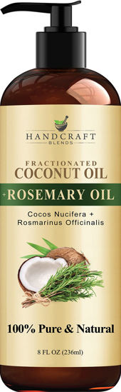 Picture of Handcraft Blends Fractionated Coconut Oil Infused with Rosemary Oil - 8 Fl Oz - 100% Pure and Natural - Premium Grade Oil for Skin and Hair - Carrier Oil - Hair and Body Oil - Massage Oil