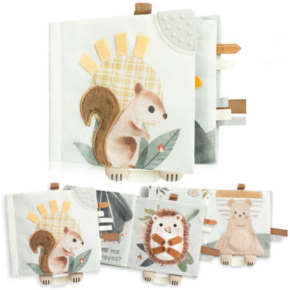 Picture of ZICOTO Soft Baby Book with Touch and Feel Pages - Cute Sensory Book for Babies 0-6 Months with Textured Animals, Mirror & Crinkle Paper - The Perfect Toy for Baby Showers Or as a Newborn/Infant Gift