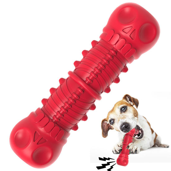 Picture of ZIKATON Dog Squeaky Toys for Aggressive Chewers, Durable Dog Chew Toys for Large Medium Breed Dog, Dog Toys, Tough Durable Dogs Toys with Natural Rubber (A Red, for Small Dogs)