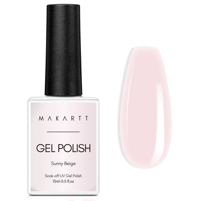 Picture of Makartt Gel Nail Polish, Natural Nude Jelly Light Pink Gel Polish Spring 15ML Soak Off UV LED Gel Polish Set Manicure DIY Nail Art Designs Home Salon-Suuny Beige