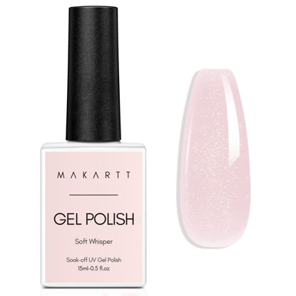 Picture of Makartt Gel Nail Polish, Natural Nude Jelly Pink Glitter Gel Polish Spring 15ML Soak Off UV LED Gel Polish Set Manicure DIY Nail Art Designs Home Salon-Soft Whisper