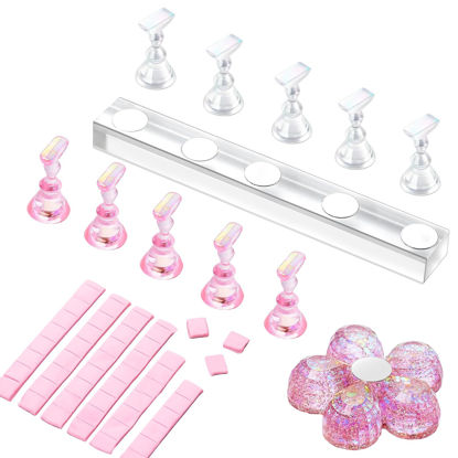 Picture of Makartt Nail Stand for Press On Nails Display Practice Art Magnetic Fake Nail Holder for Painting Nails Stand for False Nail Designs with Reusable Putty for Home DIY Beginner Salon Supplies