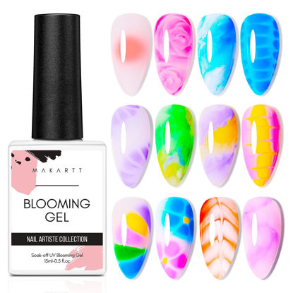 Picture of Makartt Clear Blooming Gel 15ml UV LED Soak Off Nail Art Polish for Spreading Effect Marble Nail Polish Gel Paint Nail Designs for DIY Color Flower Watercolor Magic Beauty Gift