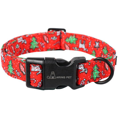 Picture of ARING PET Christmas Dog Collar Cute Small Dog Collars, Adjustable Cotton Red Christmas Dog Collars Puppy Collar for Small Medium Large Boy and Girl Dogs