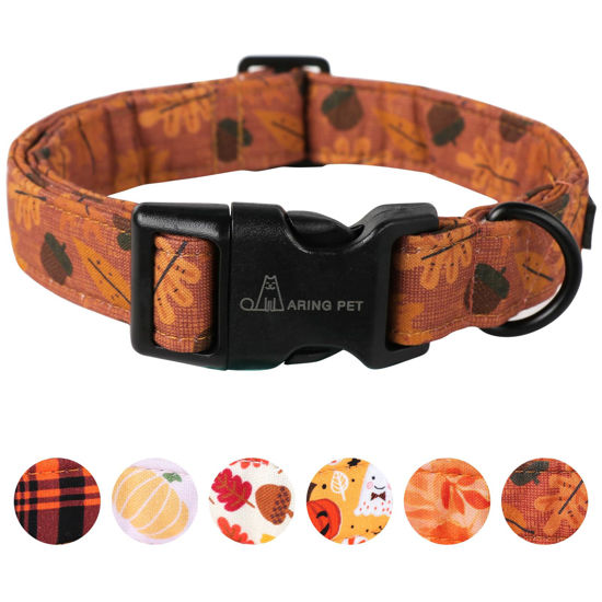 Picture of ARING PET Fall Dog Collar-Cute Orange Dog Collar for Small Dogs, Cotton Lightweight Dog Collars with Quick Release Buckle for Small Medium Large Dogs