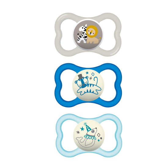 Picture of MAM Air Day & Night Baby Pacifier, for Sensitive Skin, Glows in The Dark, 3 Pack, 16+ Months, Boy,3 Count (Pack of 1)