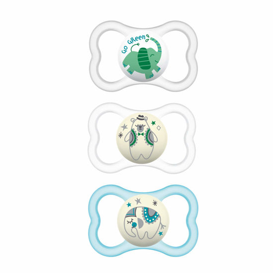 Picture of MAM Air Day & Night Baby Pacifier, for Sensitive Skin, Glows in The Dark, 3 Pack, 16+ Months, Unisex,3 Count (Pack of 1)