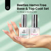 Picture of Beetles 2Pcs Hema Free Gel Base and Top Coat Set No Wipe, Upgraded Mild Formula Glossy Top Coat Long Lasting Effect Soak Off No More Damaged Nails Gift for woman