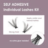 Picture of Self Adhesive Eyelashes Kit 200 Pcs Press On Lashes 30D No Glue Lash Clusters Self Stick Lashes with Lash Tweezers Reusable 10-16mm Mix Eyelash Extension Kit Easy to Apply Save Time